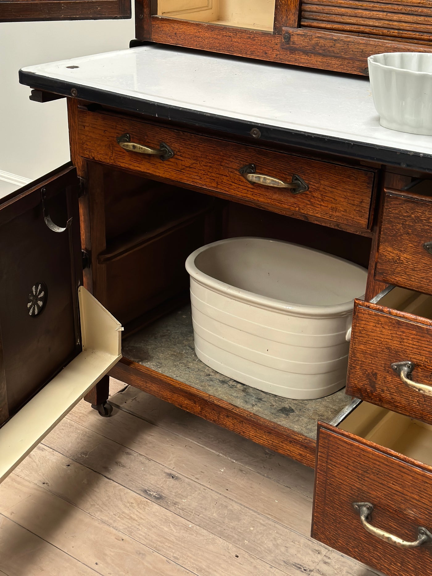 Antique English Kitchen Oak Cabinet