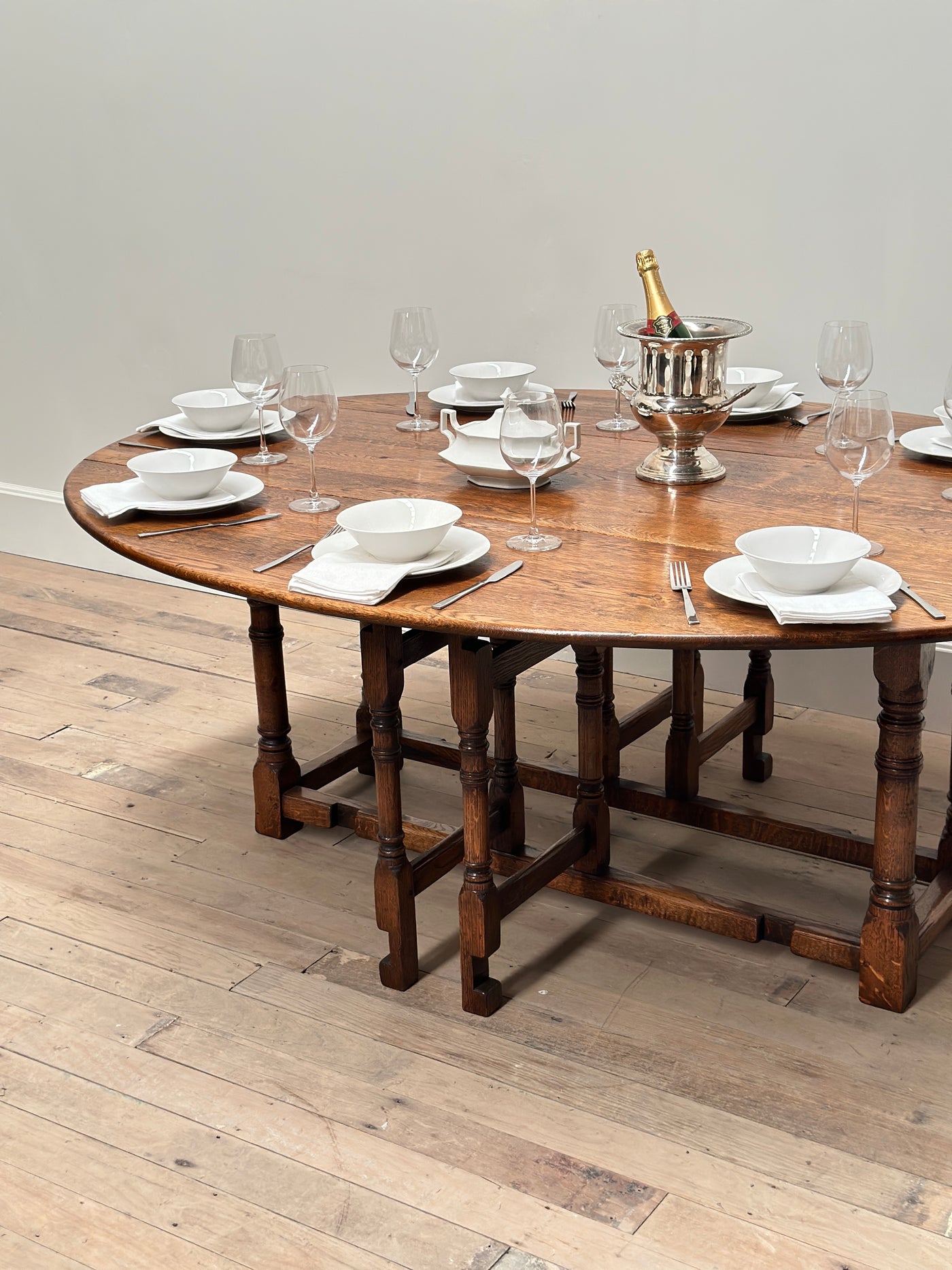 Large English Oak Folding Dining Table