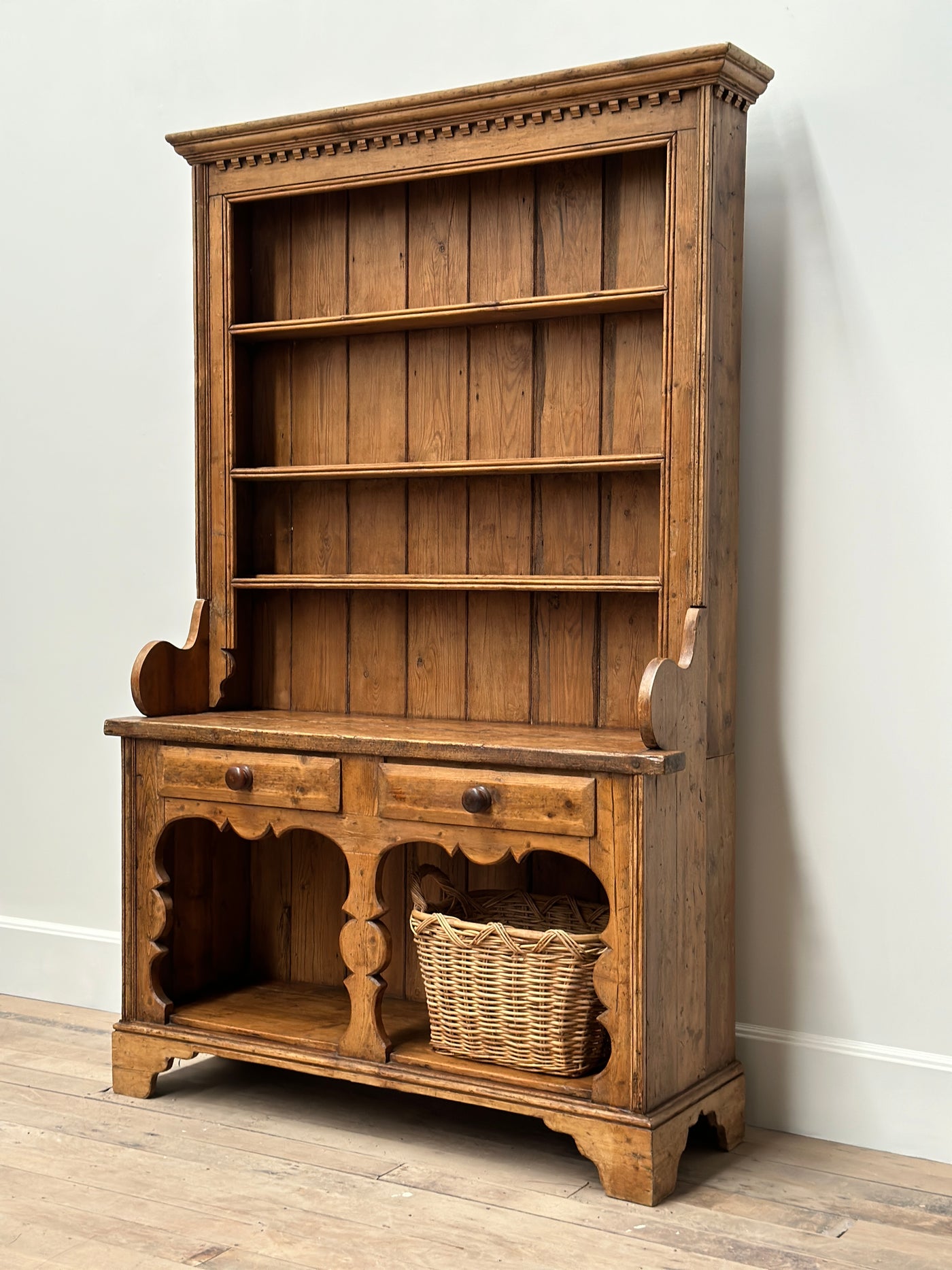 Antique Irish Fiddle Front Pine Dresser