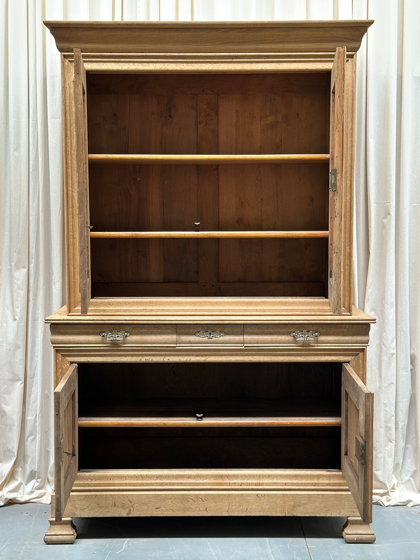 19th Century Bleached French Oak Buffet deux Corps