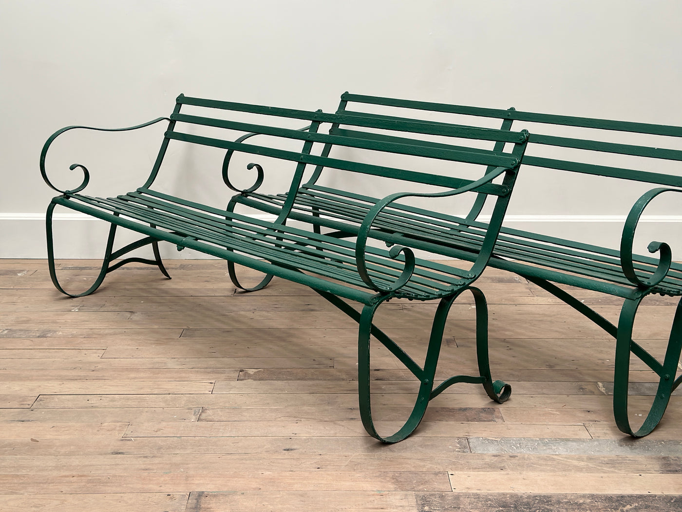 19th Century Iron Strapwork Benches (Two Available)