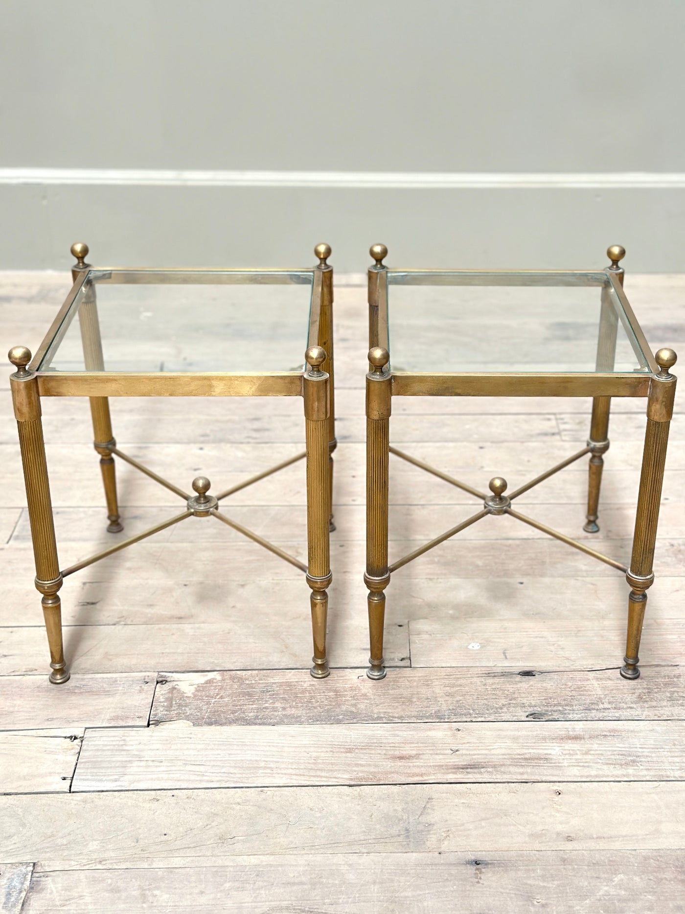 Pair 1960s Brass Side Tables