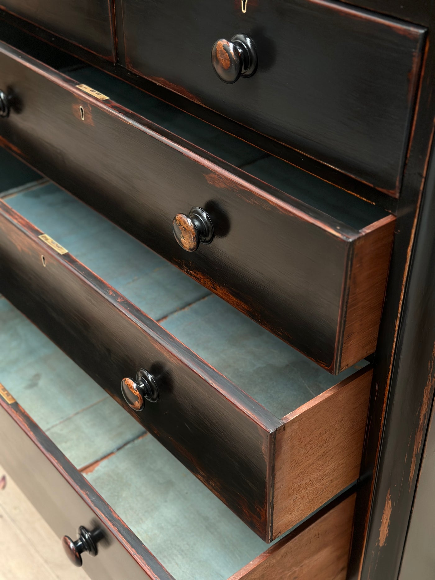 Antique Ebonised Chest Of Drawers