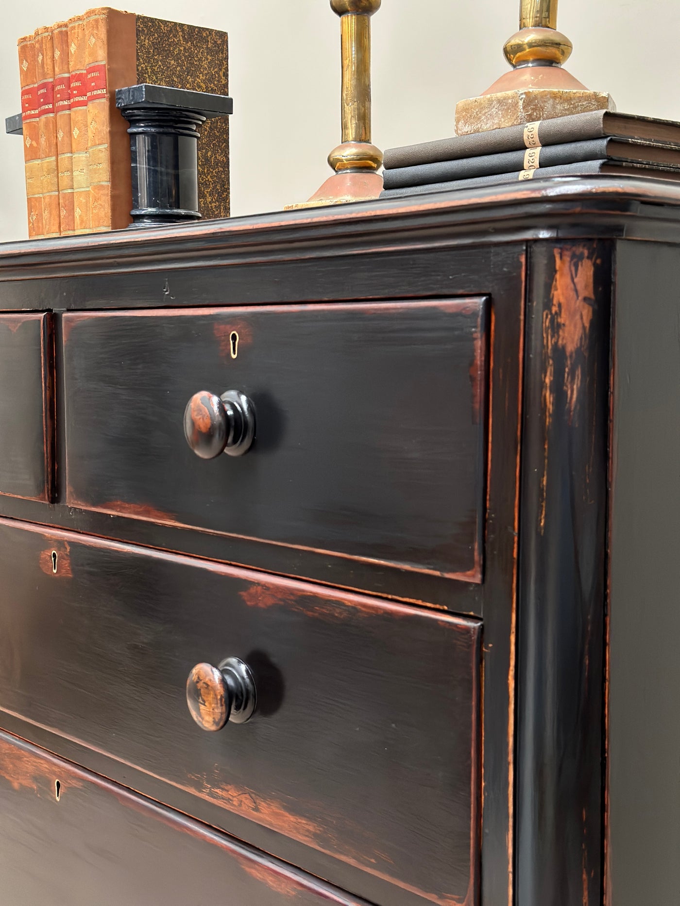 Antique Ebonised Chest Of Drawers