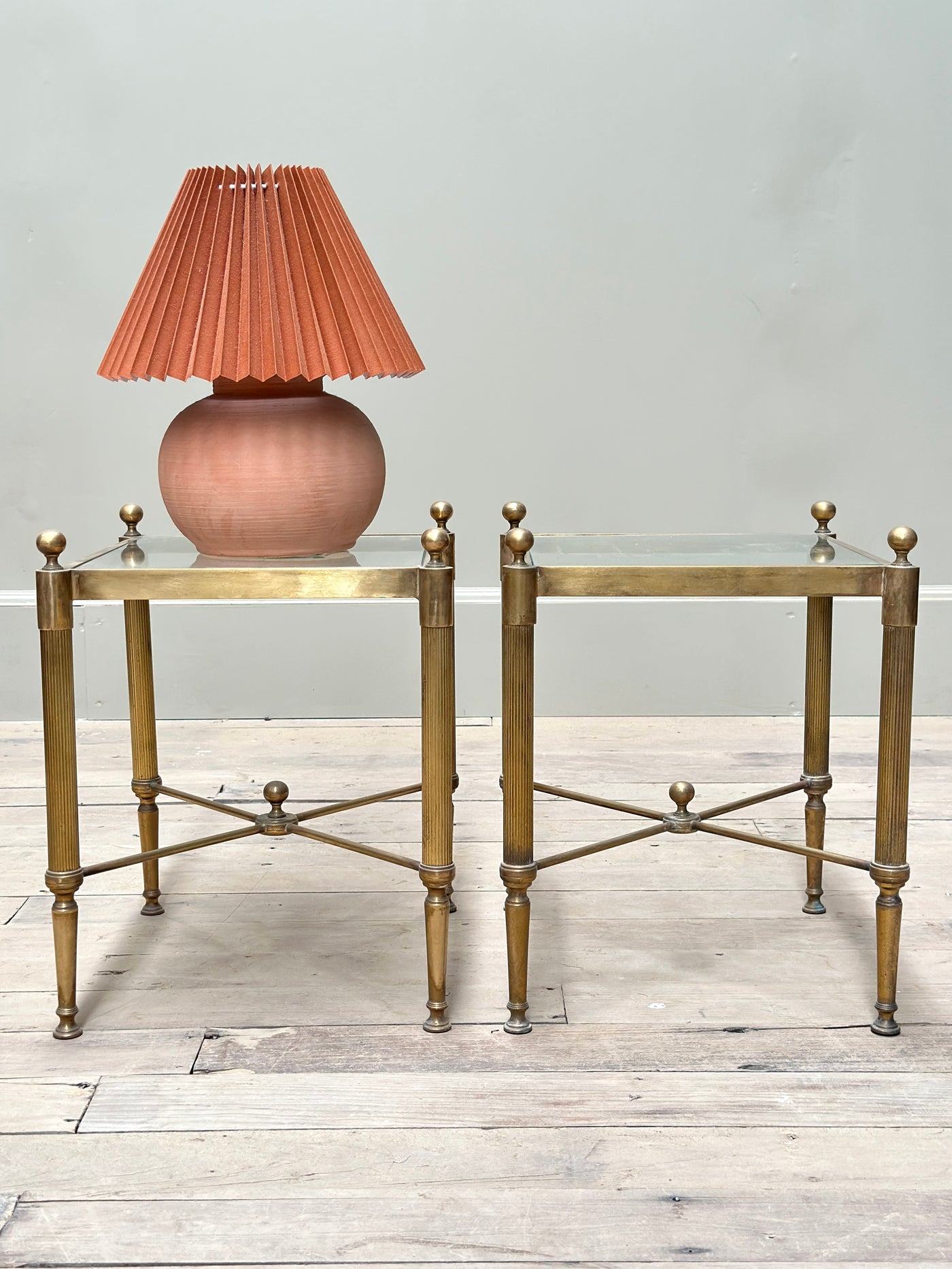 Pair 1960s Brass Side Tables