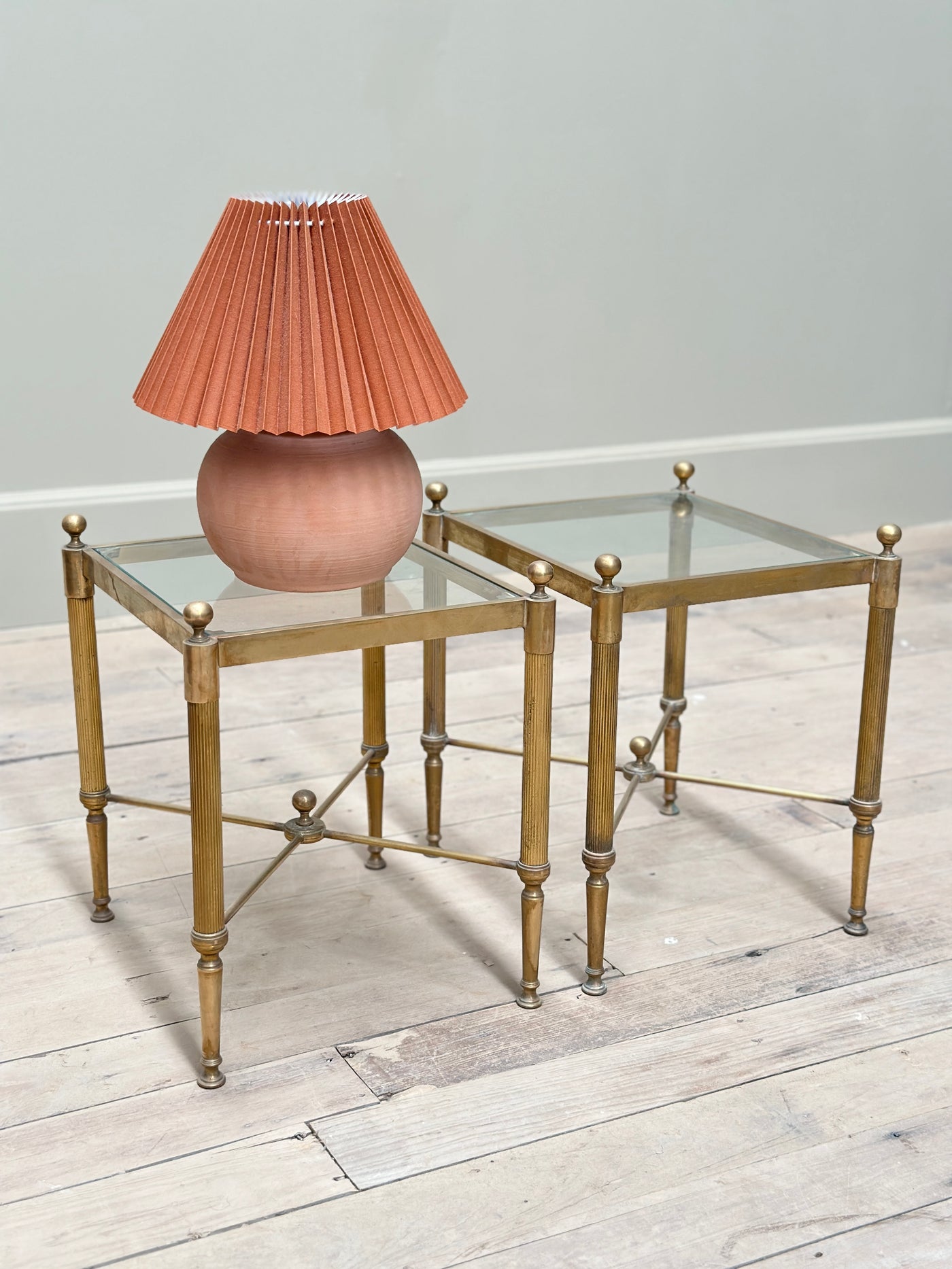 Pair 1960s Brass Side Tables