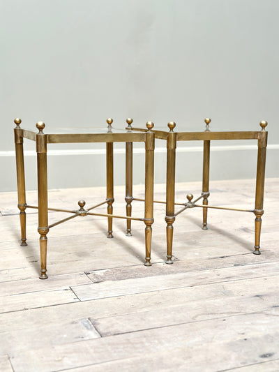 Pair 1960s Brass Side Tables